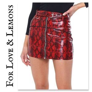 For Love & Lemons CLAUDE FAUX SNAKESKIN MINI SKIRT EUC
